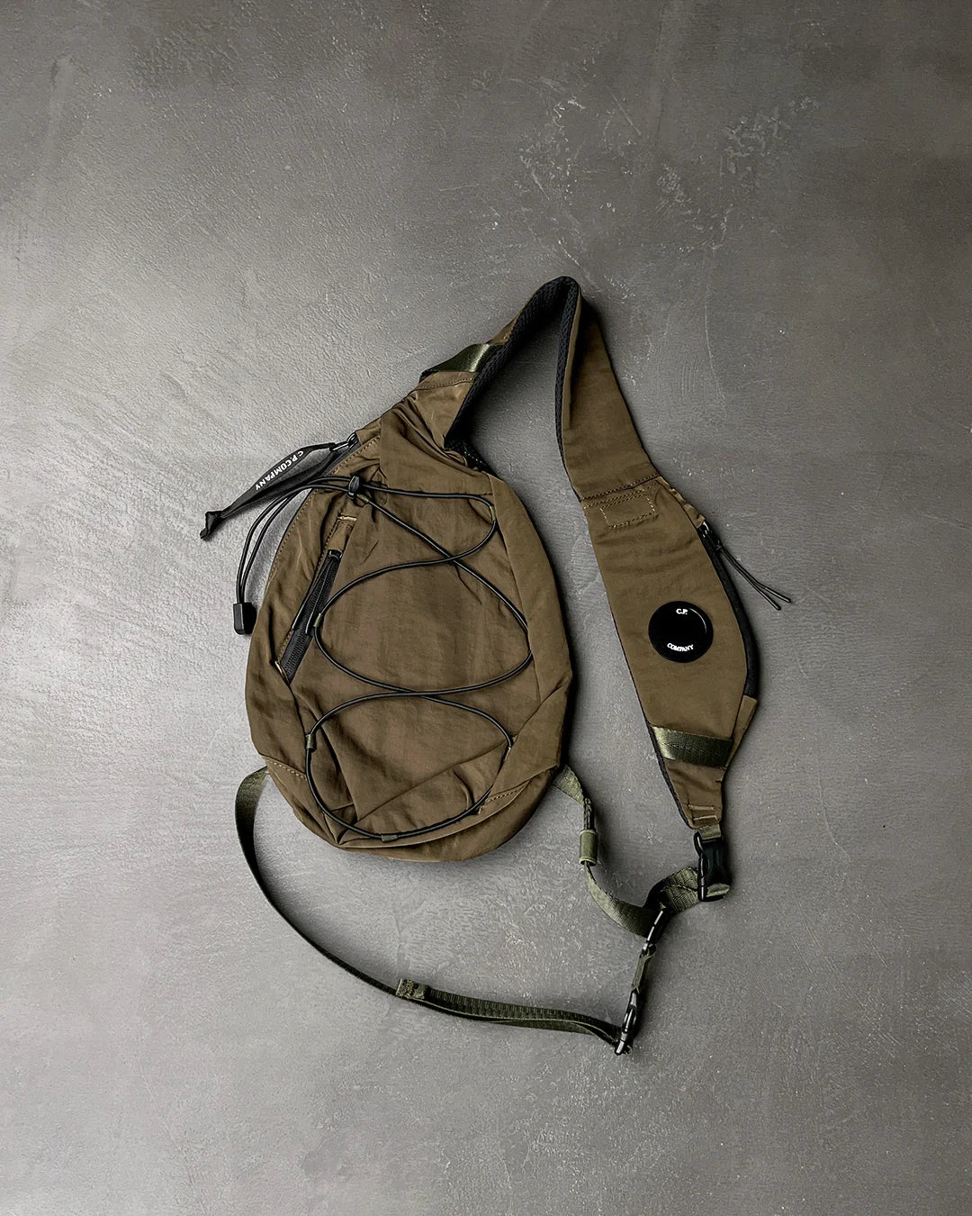 C.P. Company Garment Dyed Nylon Sateen Shoulder Bag Olive