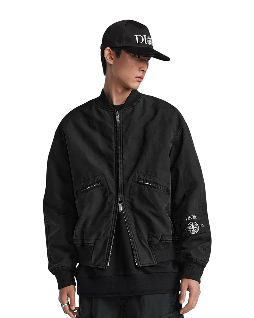 SI x Dior Habotai Silk Blend Bomber Jacket Black SI0234-BK