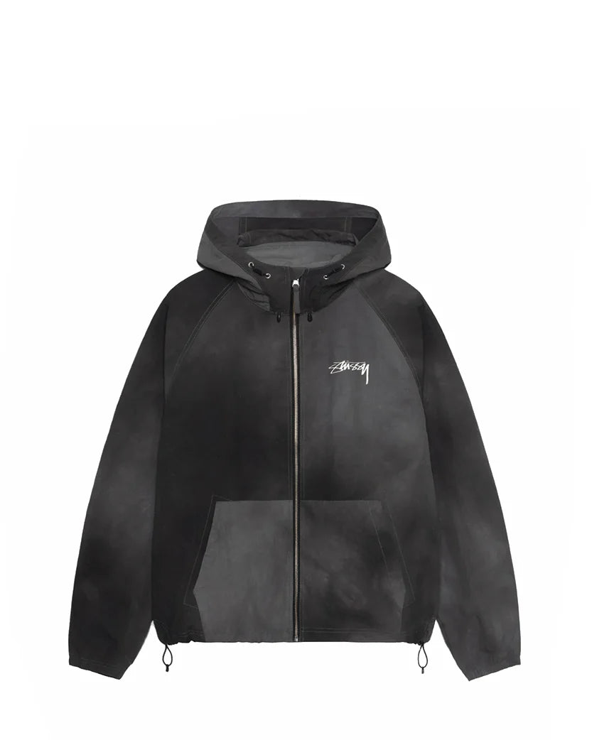 STUSSY Beach Shell Jacket Wave Dye Black