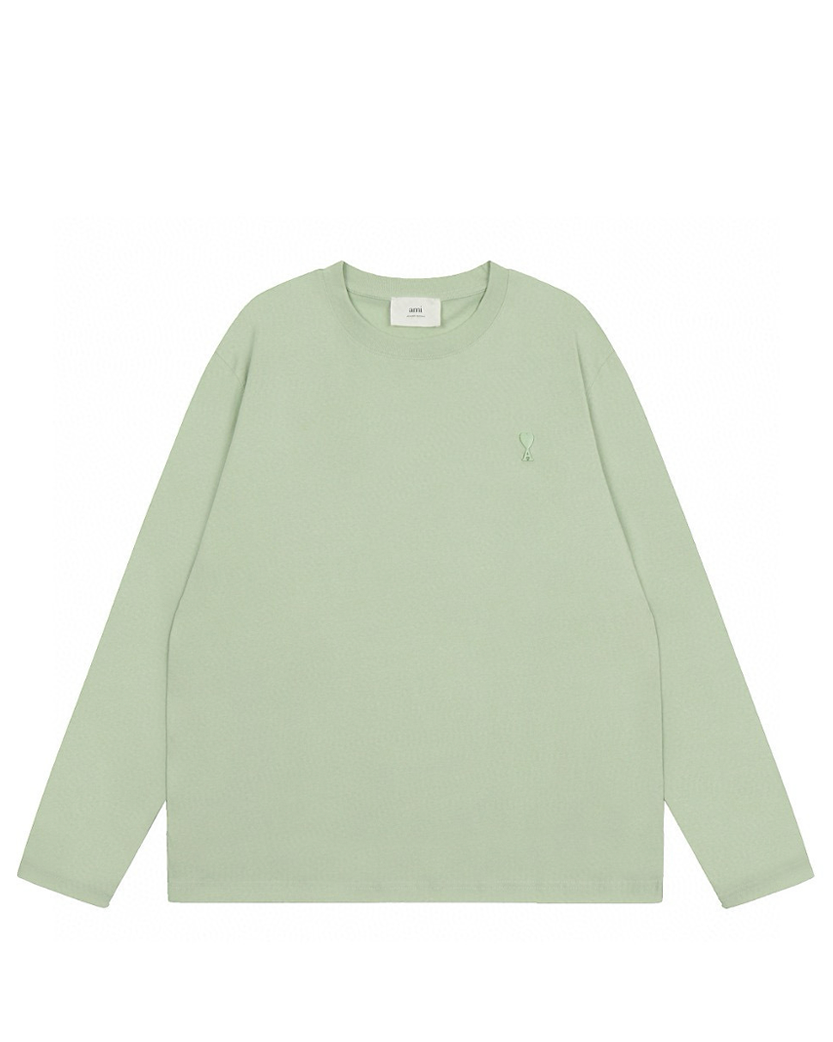 AMI Paris Ami De Coeur Tonal Small Heart Long Sleeve Light Green