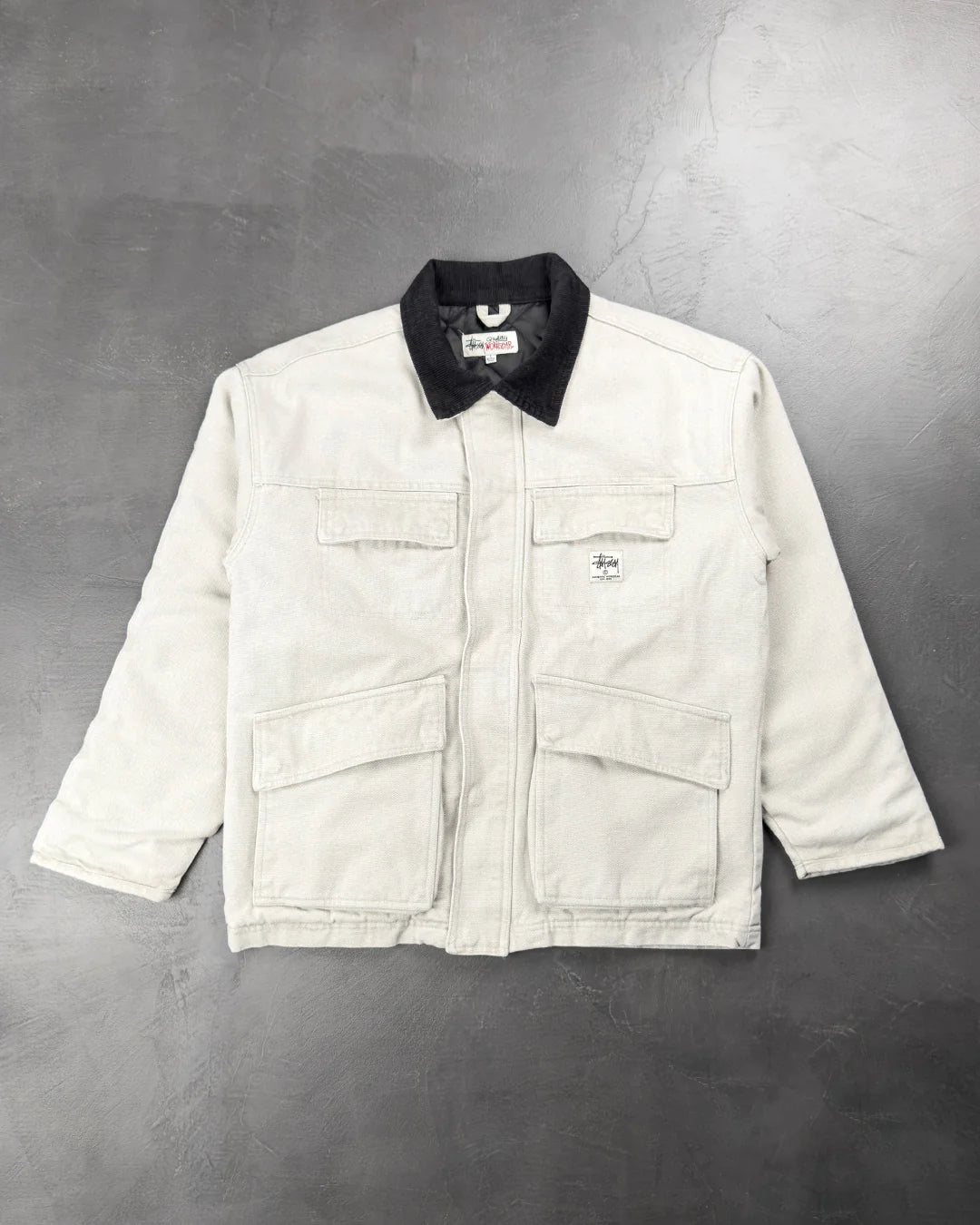 STUSSY Washed Canvas Shop Jacket Bone