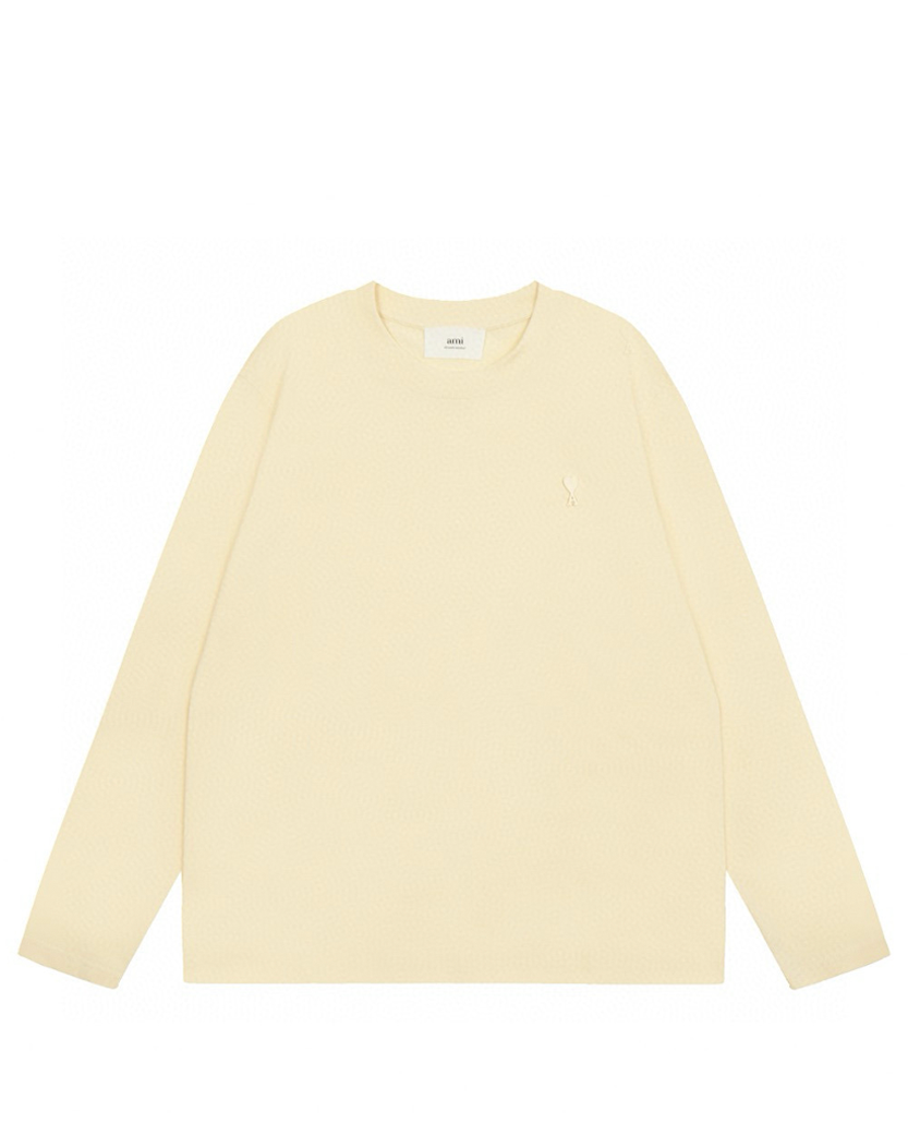 AMI Paris Ami De Coeur Tonal Small Heart Long Sleeve Yellow
