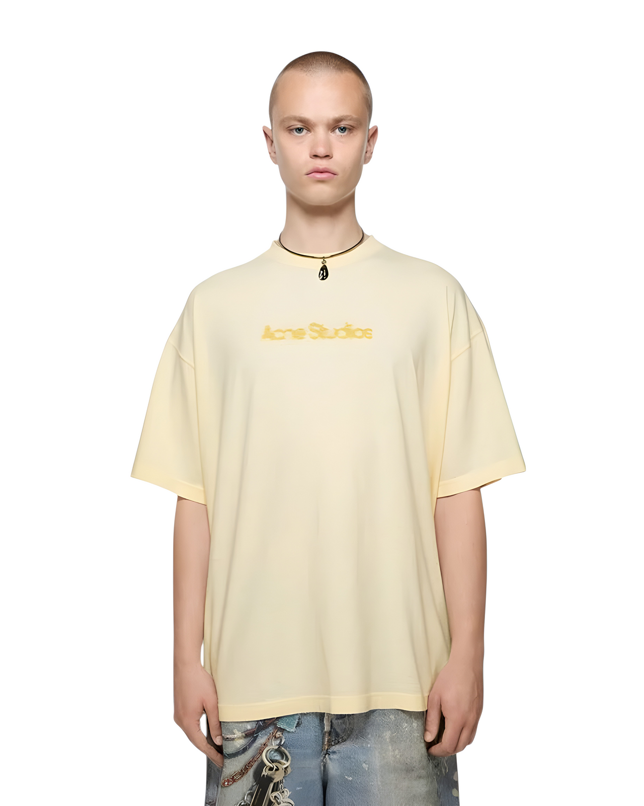 Acne Studios Blurred Logo T-Shirt Pale Yellow