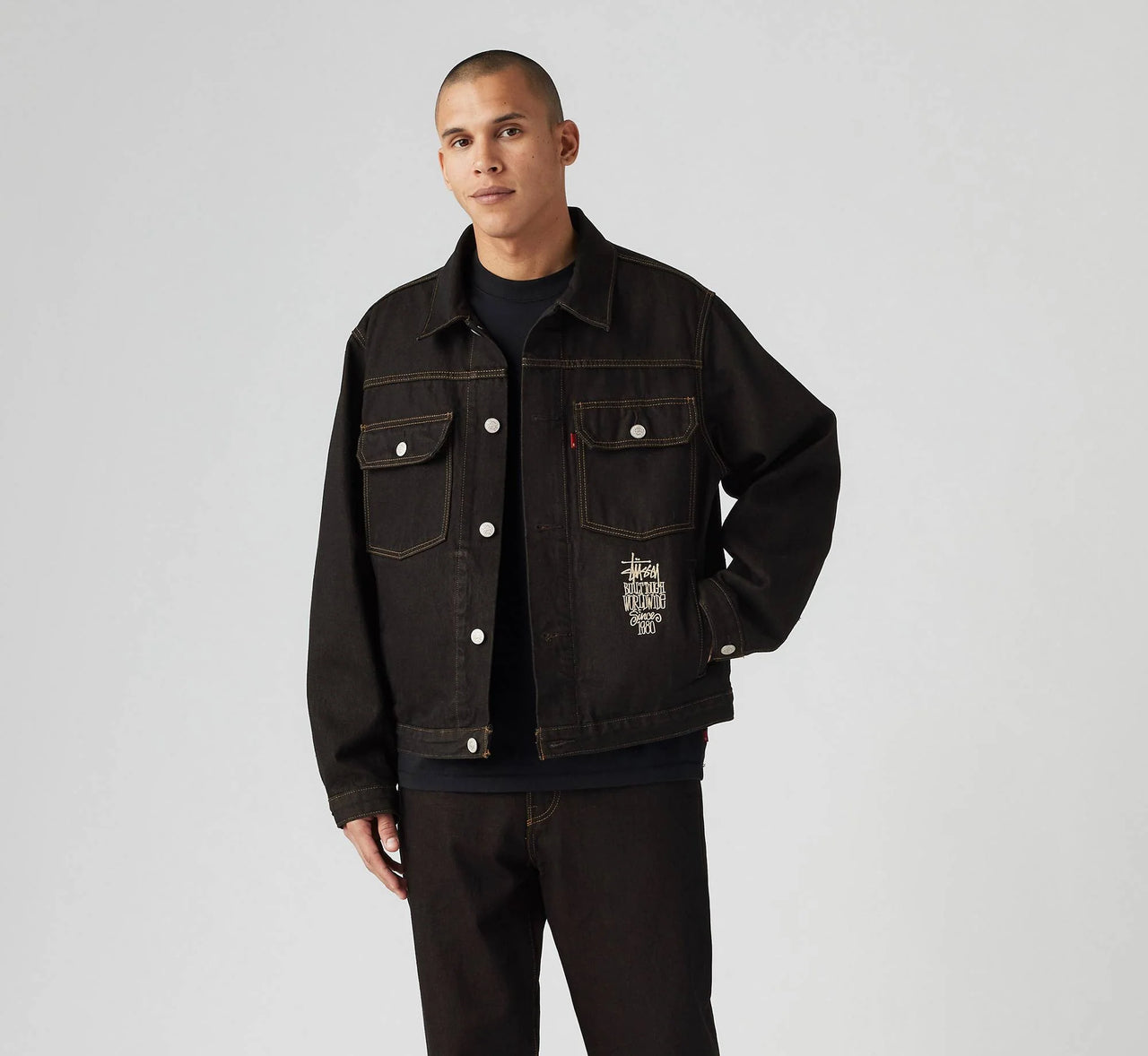 STUSSY & Levi's Crispy Rinse Trucker Jacket Black