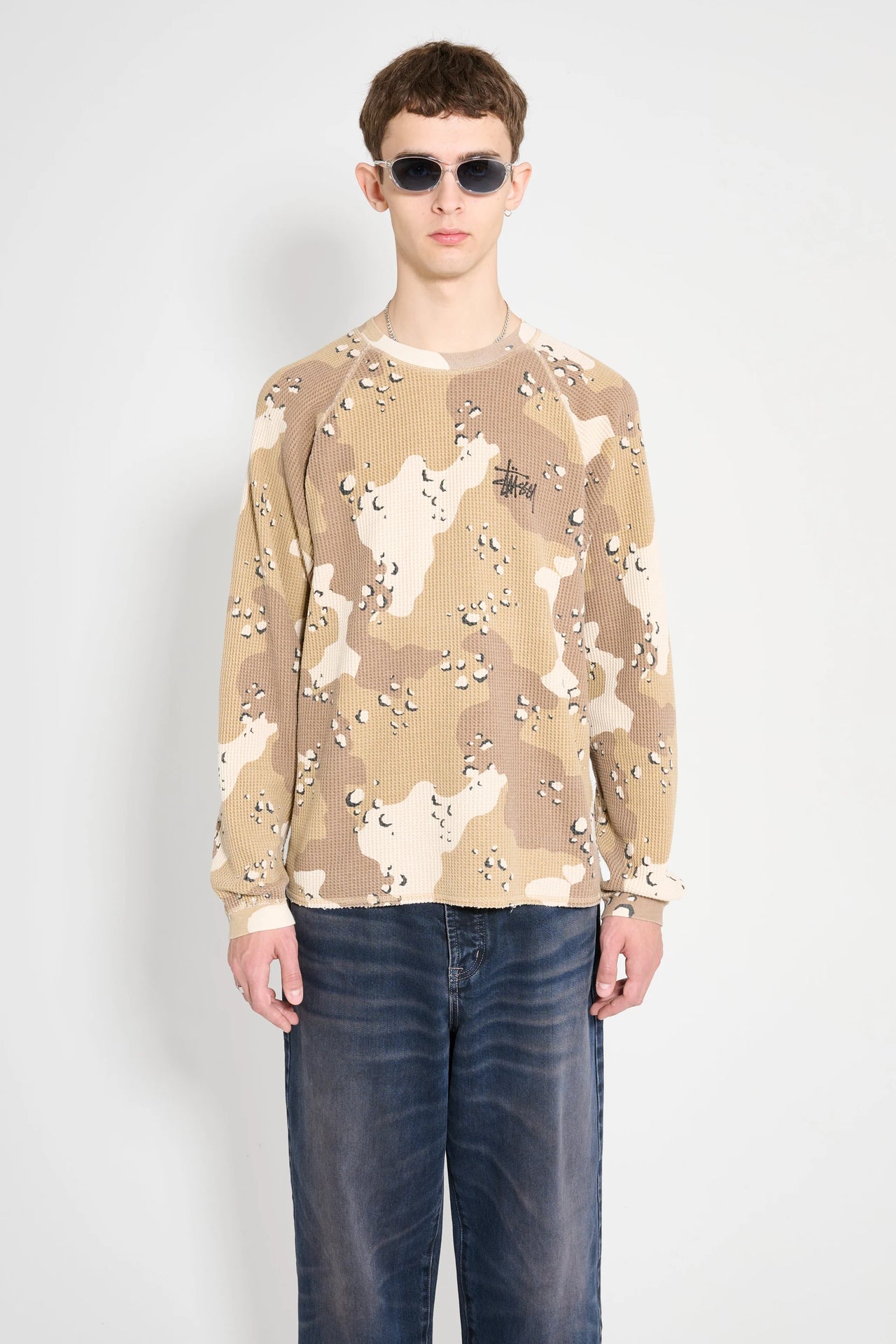 STUSSY Basic Stock Long Sleeve Thermal Desert Camo