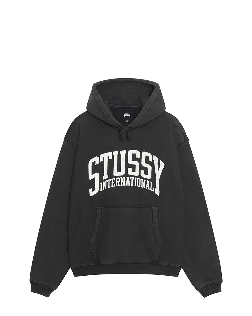 STUSSY Relaxed Hoodie International in Washed Black