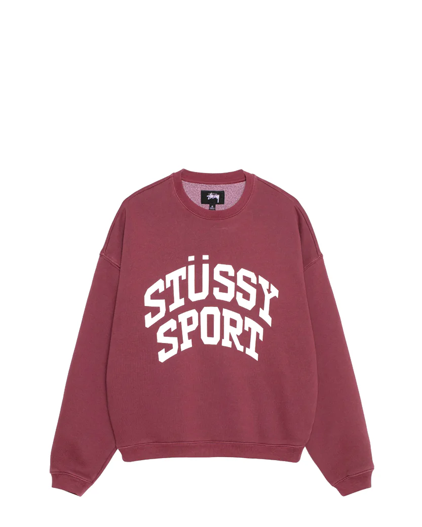 STUSSY Big Crackle Sport Crew Burgundy