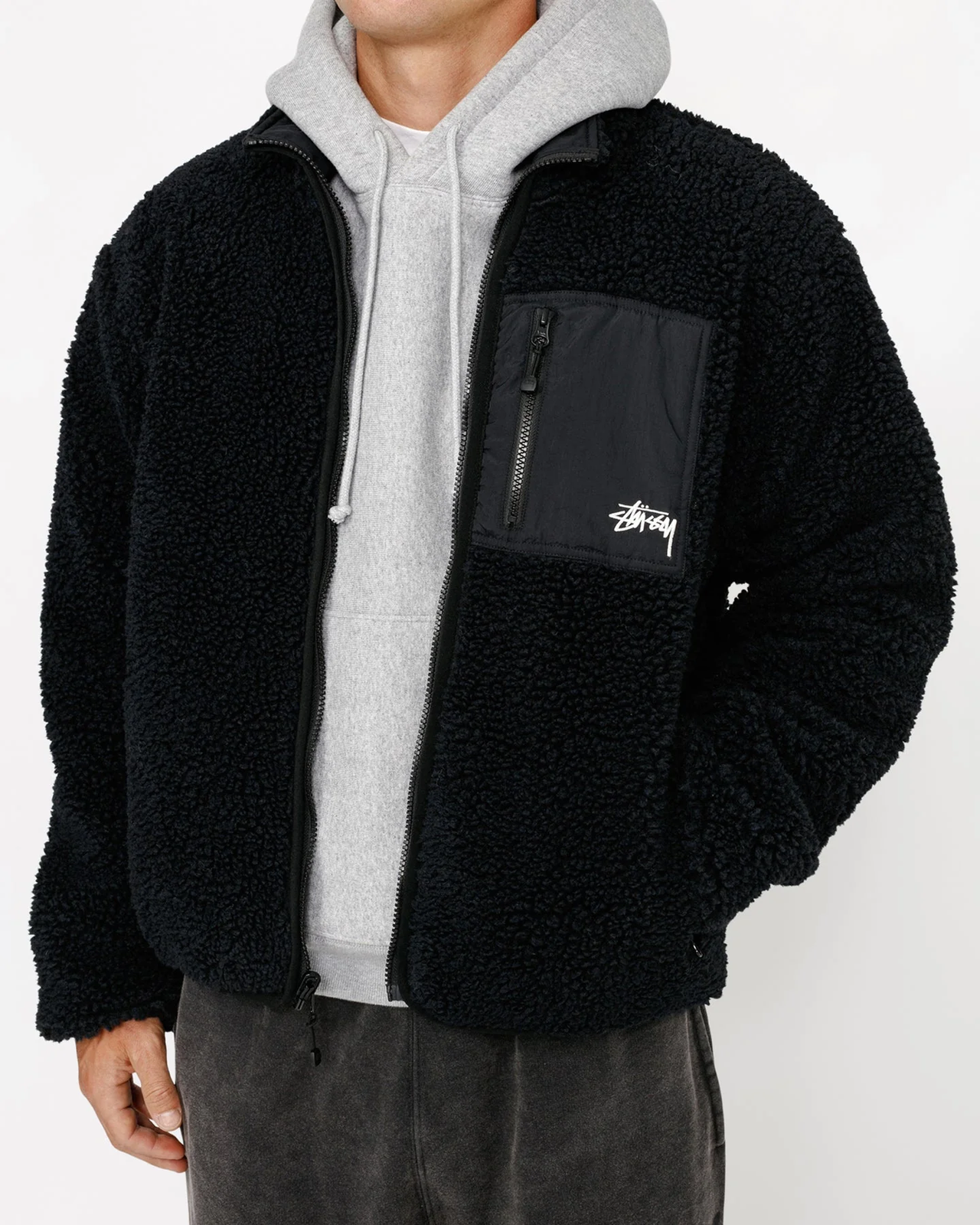 STUSSY Sherpa Reversible Jacket Black