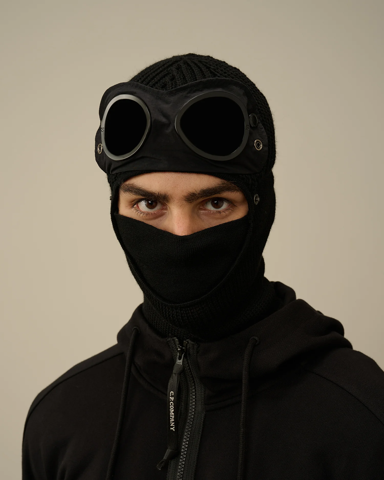 C.P. Company Extra Fine Merino Wool Goggle Balaclava Black