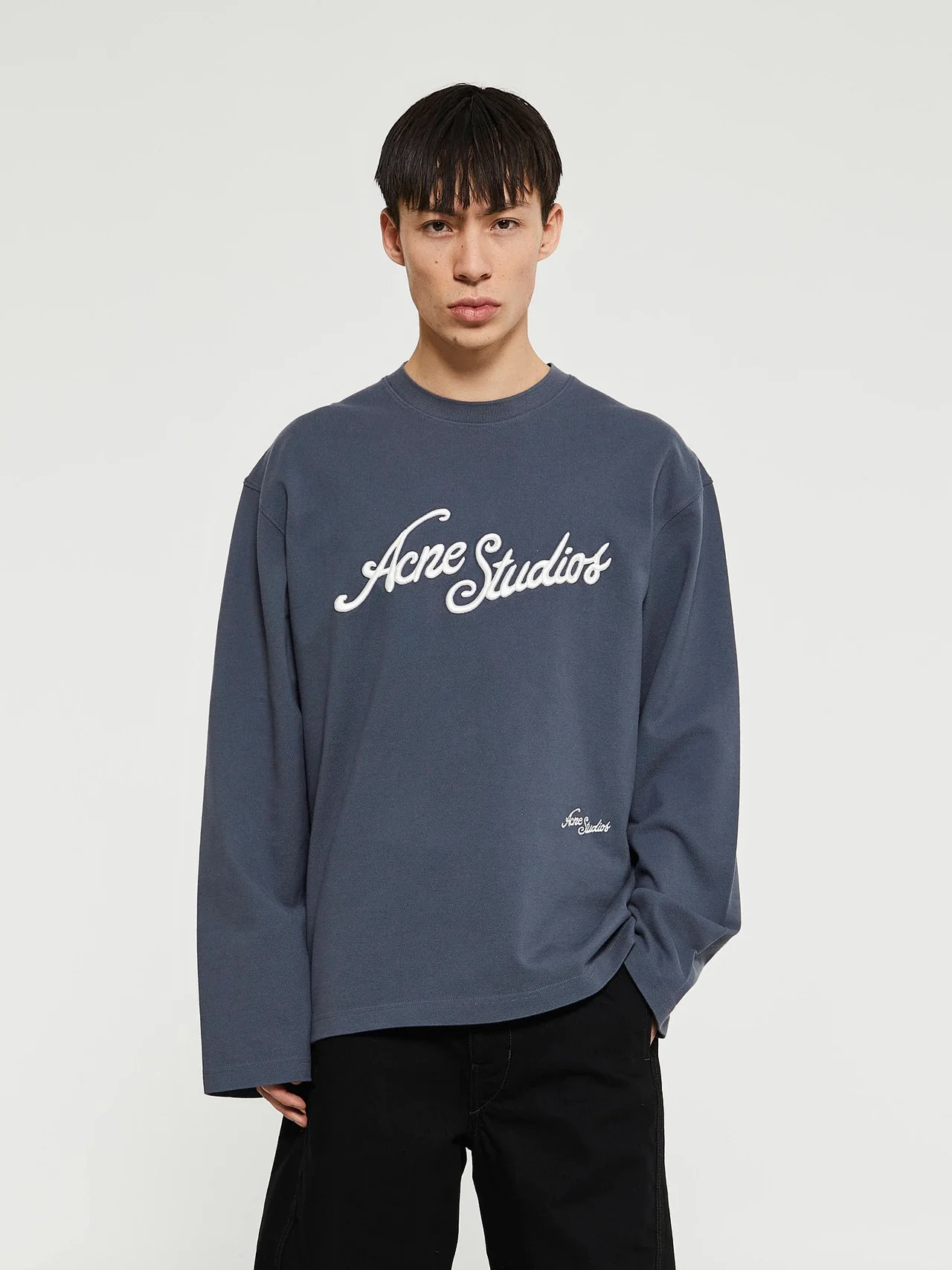 Acne Studios Exford Tourist Logo Long Sleeve Faded Grey