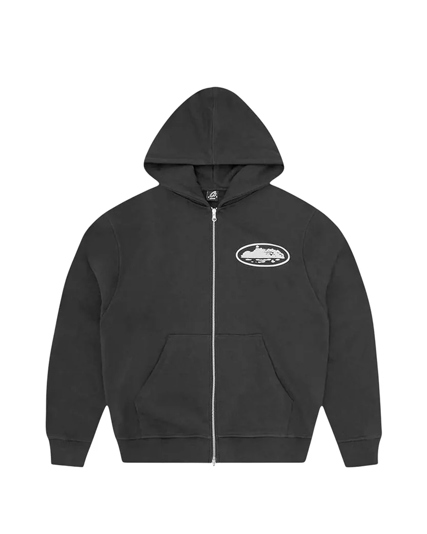 Corteiz RTW Island Puff Print Zip Up Hoodie Black