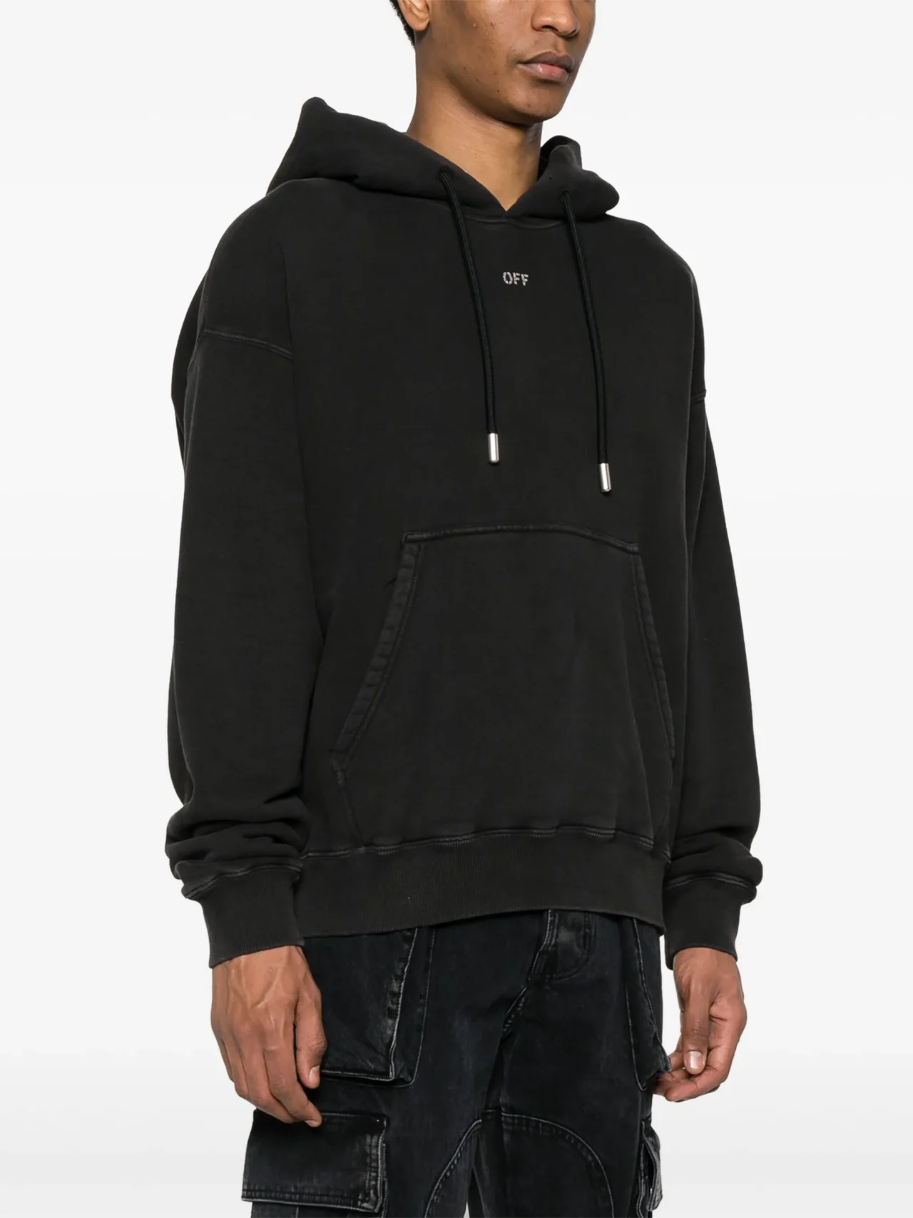 Off-White Stamp Mary Cotton Hoodie Black