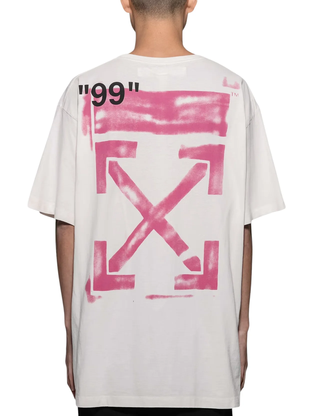Off-White Pink Impressionism Stencil Arrows Oversized T-Shirt White