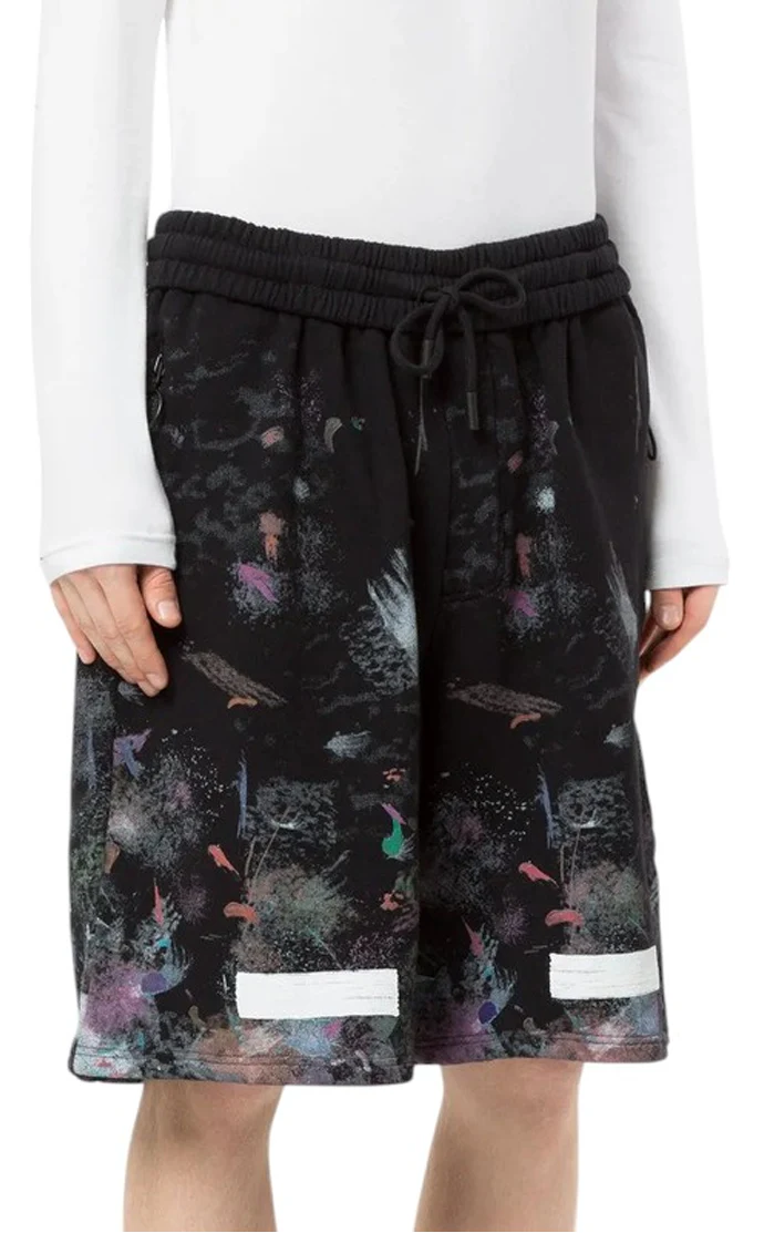 Off-White Black Galaxy Brushed Diagonals Sweatshorts Black