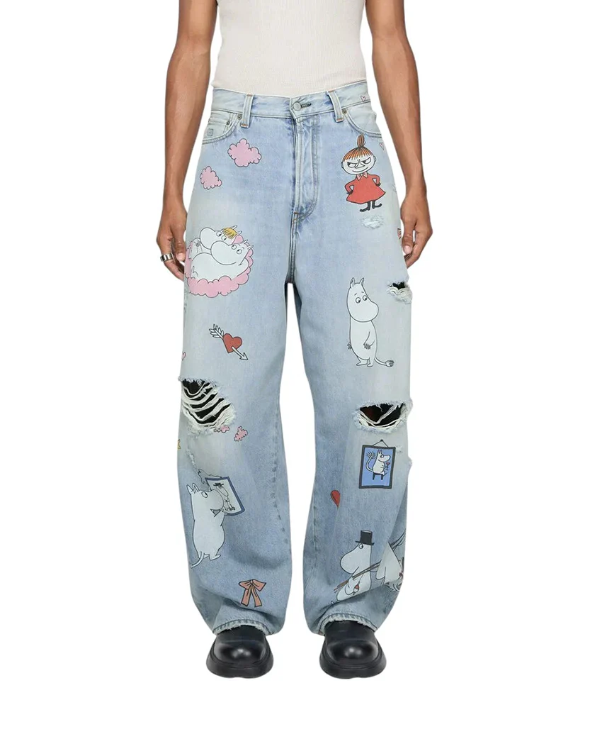 Acne Studios x Moomin Super Baggy Fit Jeans Blue
